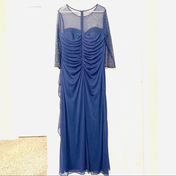 NEW ALEX EVENING Illusion Jewel Neck Mesh Gown - Picture 10 of 11